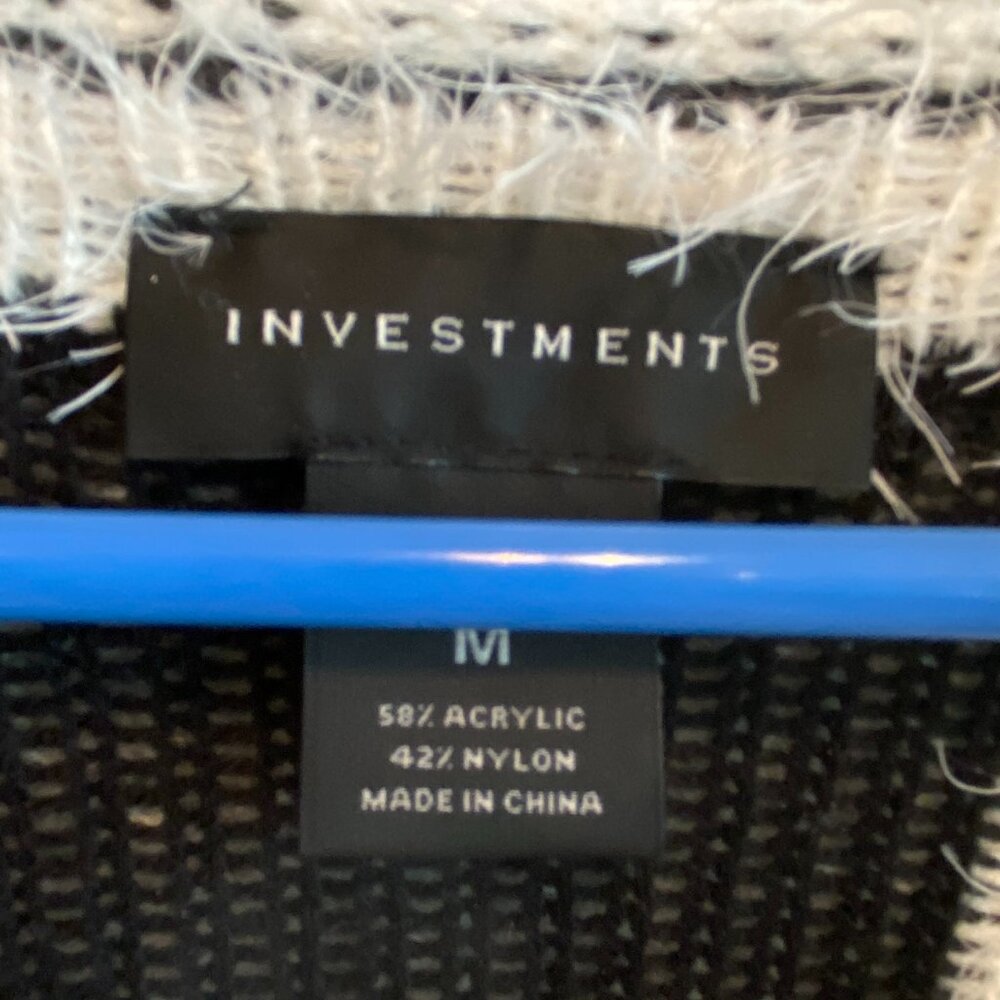 Investments Blk/Wht Convertible wool sweater jacket MEDIUM - Picture 2 of 7